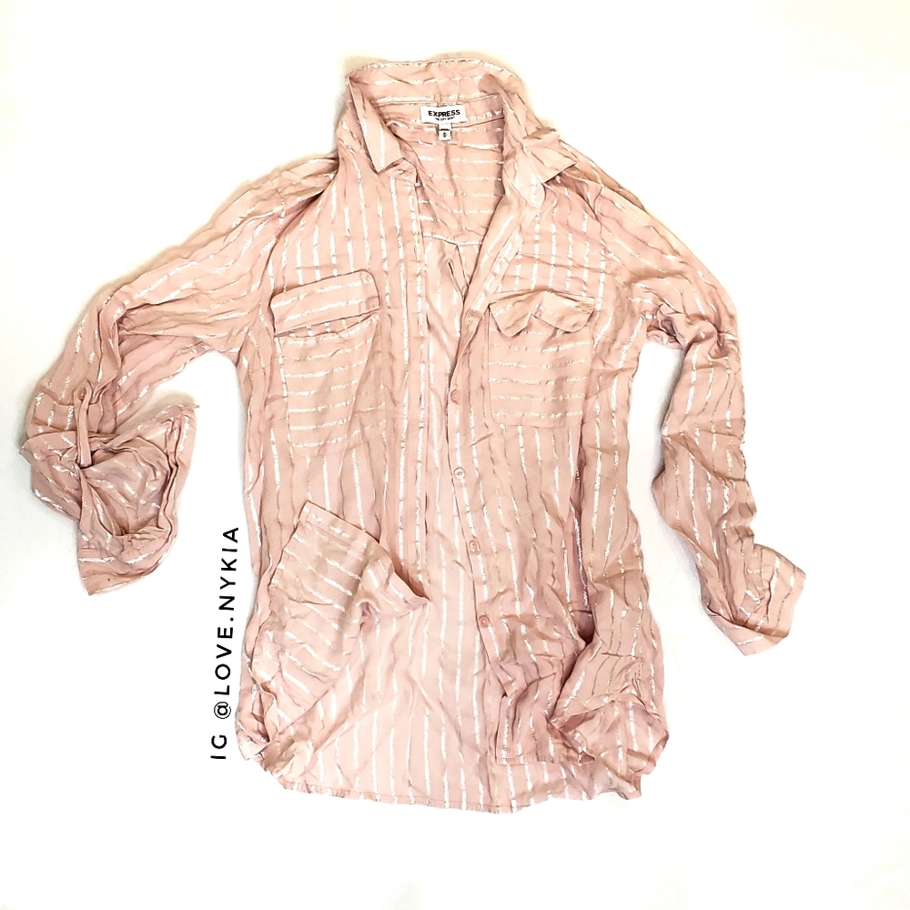 Express Flowy Woven Button Down Shirt